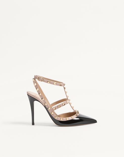 Valentino Garavani - Patent Rockstud Caged Pump 100mm - Black/poudre - Woman - Shoes